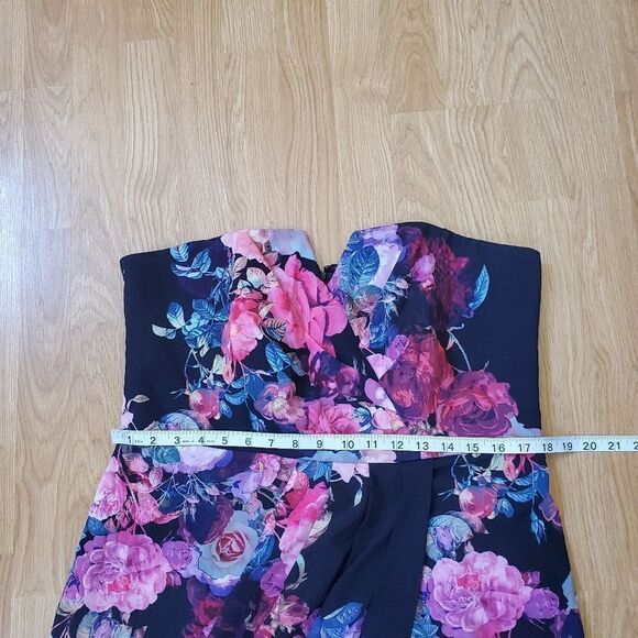 City Chic 'Romantic Rose' Floral Strapless Maxi Dress - size 14 in Black/Pink - Picture 9 of 13